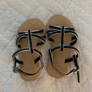 Navy blue and gold sandals, Janie and Jack size 6